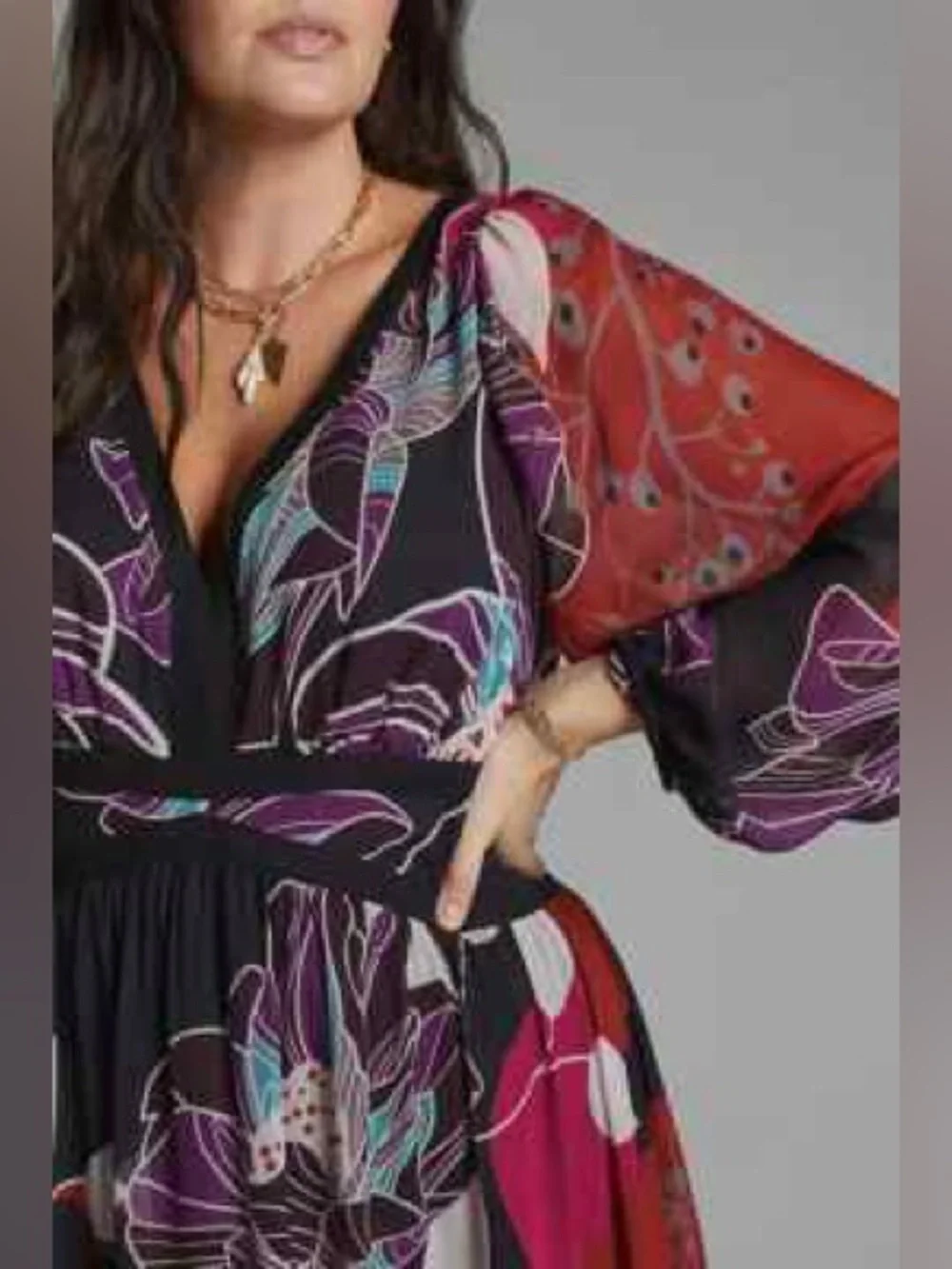 Anthropologie Let Me Be Floral Midi Dress in Black Size L - Picture 13 of 13